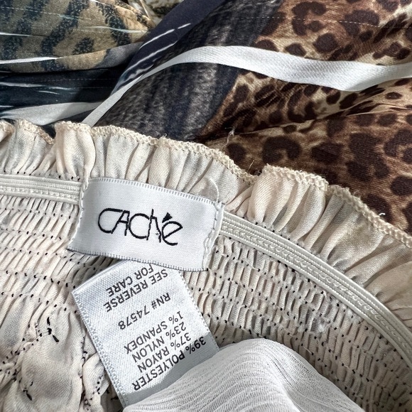 Cache strapless Animal Print Dress size M sequin smocked maxi leopard - Picture 7 of 11